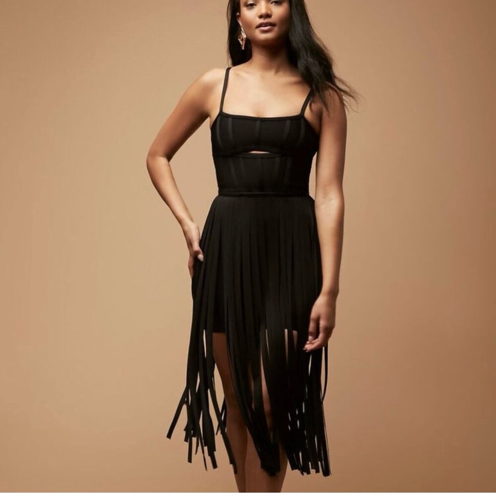 Hervé Léger x Forever 21 - Fringe Bodycon Cutout Dress - Size L